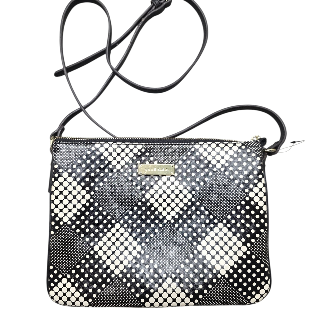 Anne Klein geometric black and white faux leather crossbody bag. 